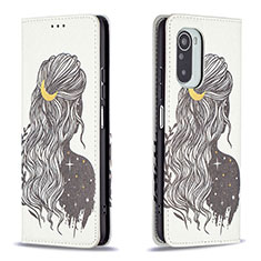 Funda de Cuero Cartera con Soporte Patron de Moda Carcasa B05F para Xiaomi Redmi K40 Pro+ Plus 5G Gris