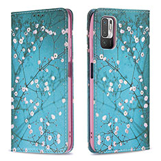 Funda de Cuero Cartera con Soporte Patron de Moda Carcasa B05F para Xiaomi Redmi Note 10 5G Cian