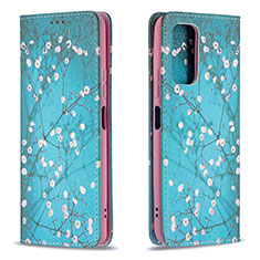 Funda de Cuero Cartera con Soporte Patron de Moda Carcasa B05F para Xiaomi Redmi Note 10 Pro 4G Cian