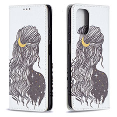 Funda de Cuero Cartera con Soporte Patron de Moda Carcasa B05F para Xiaomi Redmi Note 10S 4G Gris