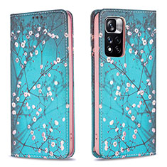 Funda de Cuero Cartera con Soporte Patron de Moda Carcasa B05F para Xiaomi Redmi Note 11 Pro+ Plus 5G Cian