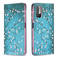 Funda de Cuero Cartera con Soporte Patron de Moda Carcasa B05F para Xiaomi Redmi Note 11 SE 5G Cian