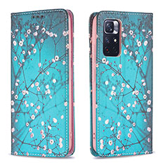 Funda de Cuero Cartera con Soporte Patron de Moda Carcasa B05F para Xiaomi Redmi Note 11S 5G Cian