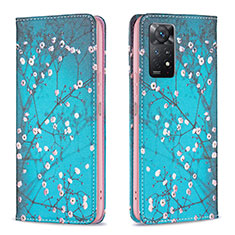 Funda de Cuero Cartera con Soporte Patron de Moda Carcasa B05F para Xiaomi Redmi Note 12 Pro 4G Cian