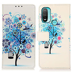 Funda de Cuero Cartera con Soporte Patron de Moda Carcasa D02Y para Motorola Moto E40 Azul