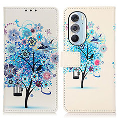 Funda de Cuero Cartera con Soporte Patron de Moda Carcasa D02Y para Motorola Moto Edge 30 Pro 5G Azul