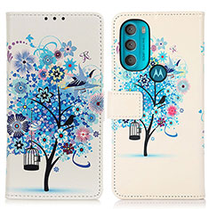 Funda de Cuero Cartera con Soporte Patron de Moda Carcasa D02Y para Motorola Moto G71 5G Azul