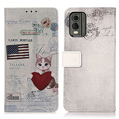 Funda de Cuero Cartera con Soporte Patron de Moda Carcasa D02Y para Nokia C210 Gris