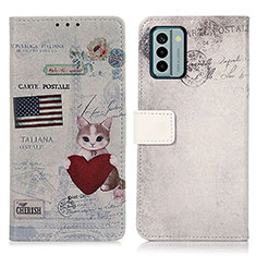 Funda de Cuero Cartera con Soporte Patron de Moda Carcasa D02Y para Nokia G22 Gris