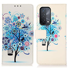 Funda de Cuero Cartera con Soporte Patron de Moda Carcasa D02Y para Oppo A74 5G Azul