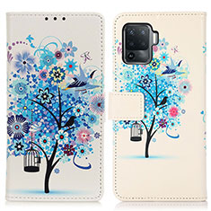 Funda de Cuero Cartera con Soporte Patron de Moda Carcasa D02Y para Oppo A94 4G Azul