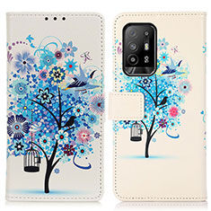 Funda de Cuero Cartera con Soporte Patron de Moda Carcasa D02Y para Oppo A95 5G Azul