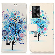 Funda de Cuero Cartera con Soporte Patron de Moda Carcasa D02Y para Oppo Reno6 Lite Azul