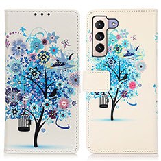 Funda de Cuero Cartera con Soporte Patron de Moda Carcasa D02Y para Samsung Galaxy S21 Plus 5G Azul