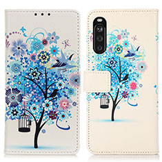 Funda de Cuero Cartera con Soporte Patron de Moda Carcasa D02Y para Sony Xperia 10 III SOG04 Azul