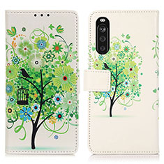 Funda de Cuero Cartera con Soporte Patron de Moda Carcasa D02Y para Sony Xperia 10 III Verde