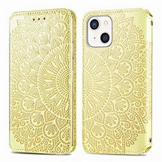 Funda de Cuero Cartera con Soporte Patron de Moda Carcasa H01 para Apple iPhone 13 Amarillo