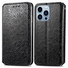 Funda de Cuero Cartera con Soporte Patron de Moda Carcasa H01 para Apple iPhone 13 Pro Negro