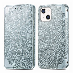 Funda de Cuero Cartera con Soporte Patron de Moda Carcasa H01 para Apple iPhone 14 Plata