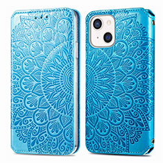 Funda de Cuero Cartera con Soporte Patron de Moda Carcasa H01 para Apple iPhone 15 Azul