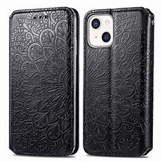 Funda de Cuero Cartera con Soporte Patron de Moda Carcasa H01 para Apple iPhone 15 Negro