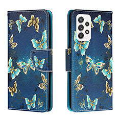 Funda de Cuero Cartera con Soporte Patron de Moda Carcasa H01X para Samsung Galaxy A53 5G Azul Real