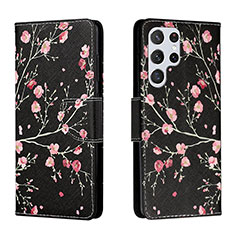 Funda de Cuero Cartera con Soporte Patron de Moda Carcasa H01X para Samsung Galaxy S22 Ultra 5G Negro