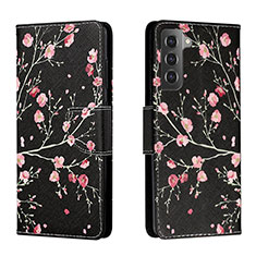 Funda de Cuero Cartera con Soporte Patron de Moda Carcasa H01X para Samsung Galaxy S23 5G Negro