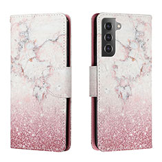 Funda de Cuero Cartera con Soporte Patron de Moda Carcasa H01X para Samsung Galaxy S23 5G Rosa