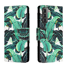 Funda de Cuero Cartera con Soporte Patron de Moda Carcasa H01X para Samsung Galaxy S23 5G Verde