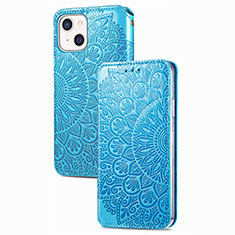 Funda de Cuero Cartera con Soporte Patron de Moda Carcasa H02 para Apple iPhone 13 Azul