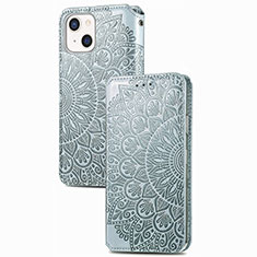 Funda de Cuero Cartera con Soporte Patron de Moda Carcasa H02 para Apple iPhone 13 Plata