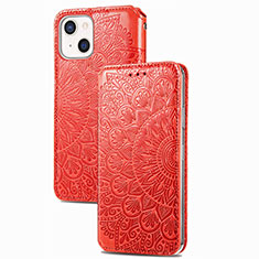 Funda de Cuero Cartera con Soporte Patron de Moda Carcasa H02 para Apple iPhone 15 Rojo