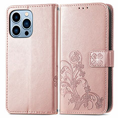 Funda de Cuero Cartera con Soporte Patron de Moda Carcasa H03 para Apple iPhone 13 Pro Oro Rosa