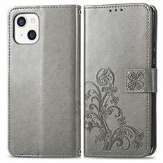 Funda de Cuero Cartera con Soporte Patron de Moda Carcasa H03 para Apple iPhone 14 Gris