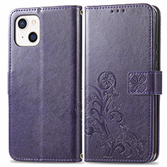 Funda de Cuero Cartera con Soporte Patron de Moda Carcasa H03 para Apple iPhone 14 Morado