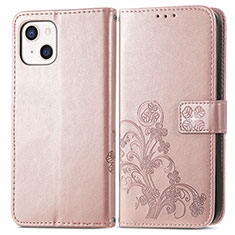 Funda de Cuero Cartera con Soporte Patron de Moda Carcasa H03 para Apple iPhone 14 Oro Rosa