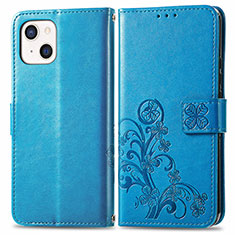 Funda de Cuero Cartera con Soporte Patron de Moda Carcasa H03 para Apple iPhone 15 Azul