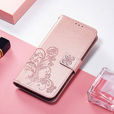 Funda de Cuero Cartera con Soporte Patron de Moda Carcasa H04 para Apple iPhone 15 Oro Rosa