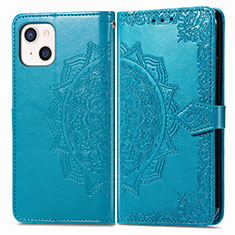 Funda de Cuero Cartera con Soporte Patron de Moda Carcasa H05 para Apple iPhone 13 Mini Azul