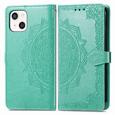 Funda de Cuero Cartera con Soporte Patron de Moda Carcasa H05 para Apple iPhone 13 Mini Verde