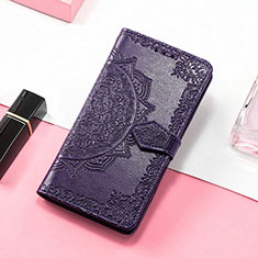 Funda de Cuero Cartera con Soporte Patron de Moda Carcasa H05 para Apple iPhone 16 Pro Max Morado