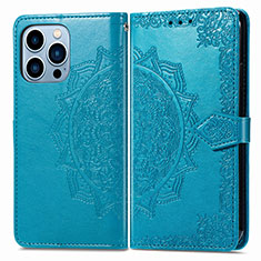 Funda de Cuero Cartera con Soporte Patron de Moda Carcasa H06 para Apple iPhone 13 Pro Azul