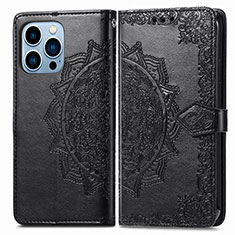 Funda de Cuero Cartera con Soporte Patron de Moda Carcasa H06 para Apple iPhone 13 Pro Negro