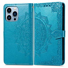 Funda de Cuero Cartera con Soporte Patron de Moda Carcasa H06 para Apple iPhone 14 Pro Azul