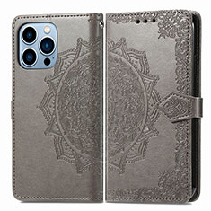 Funda de Cuero Cartera con Soporte Patron de Moda Carcasa H06 para Apple iPhone 15 Pro Max Gris