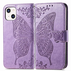 Funda de Cuero Cartera con Soporte Patron de Moda Carcasa H07 para Apple iPhone 13 Mini Purpura Claro