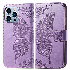 Funda de Cuero Cartera con Soporte Patron de Moda Carcasa H07 para Apple iPhone 13 Pro Purpura Claro