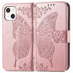 Funda de Cuero Cartera con Soporte Patron de Moda Carcasa H07 para Apple iPhone 15 Plus Oro Rosa