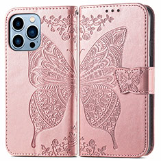 Funda de Cuero Cartera con Soporte Patron de Moda Carcasa H07 para Apple iPhone 15 Pro Oro Rosa